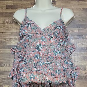Mimi Chica SleevelessĀ Floral Ruffled TopāSizeāMedium